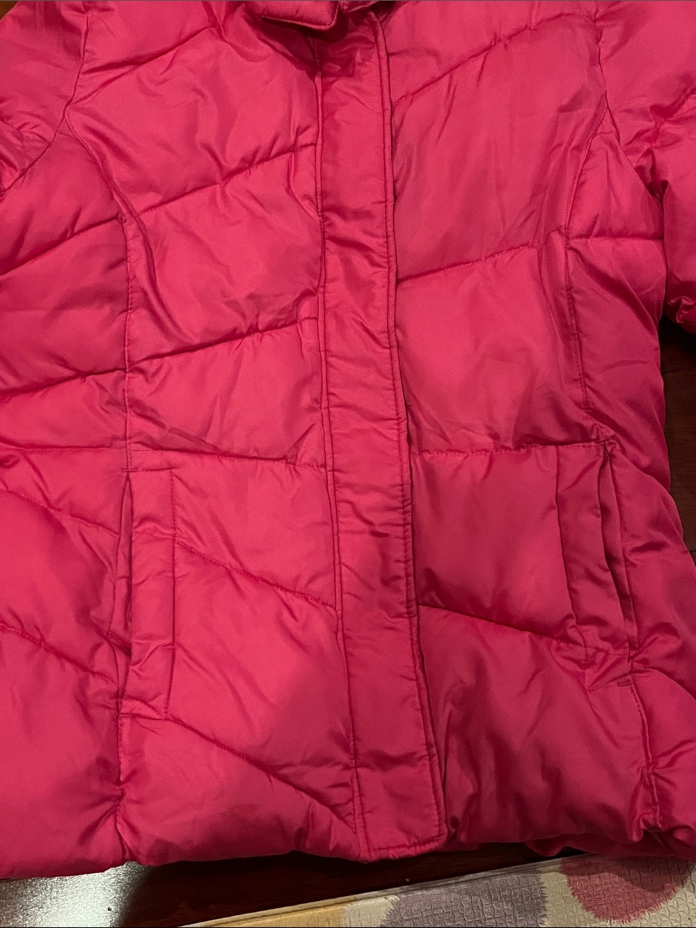 Girls' Pink Hooded Puffer Jacket size 12 Preloved - Picture 2 of 6